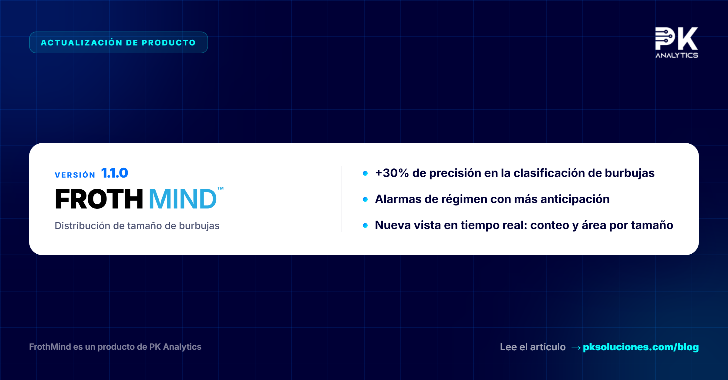 Portada FrothMind 1.1.0 — Distribución de burbujas